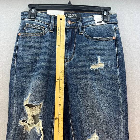 NWT Judy Blue Women's Straight Leg Jeans Size 3/26 Mid Rise Distressed JB88517 - Picture 15 of 16